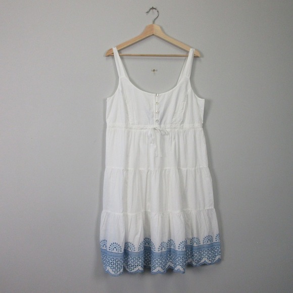 Seraphine Sabrina Embroidered Sundress 8 White Tiered Sleeveless White Boho 280 - Picture 1 of 13